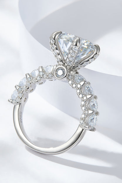 3 Carat Moissanite Platinum-Plated Side Stone Ring