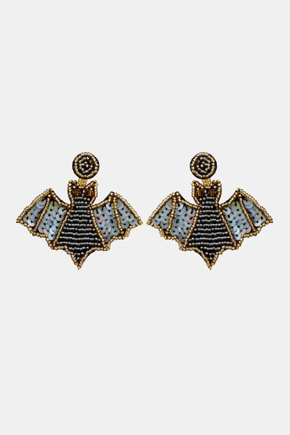 Bat Shape Beaded Dangle Earrings