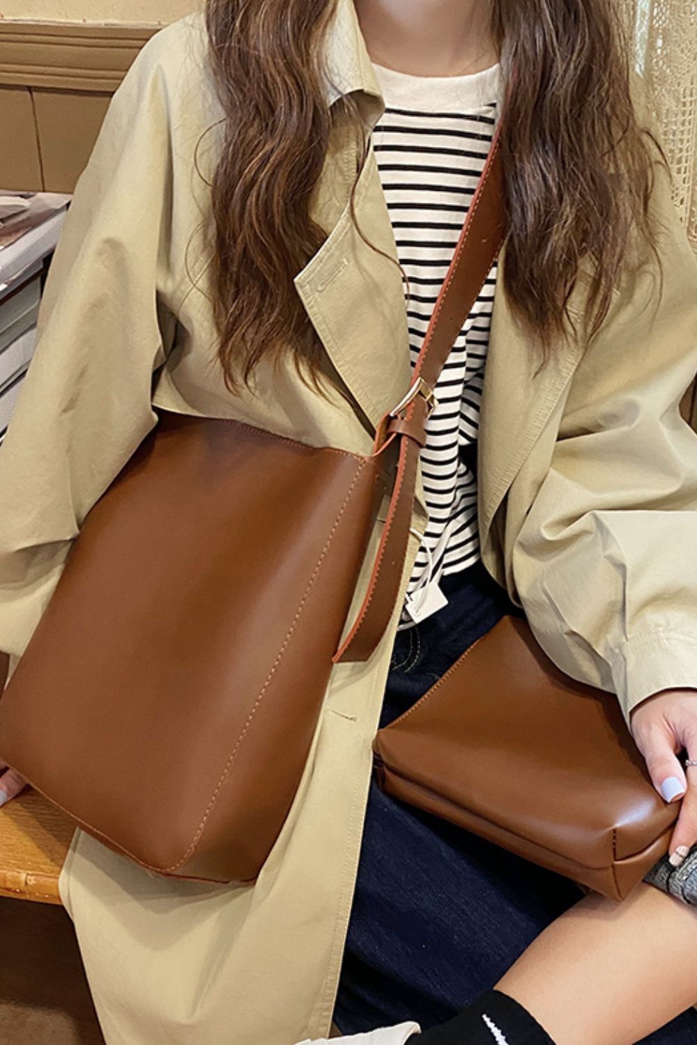 Baeful 2-Piece PU Leather Tote Bag Set