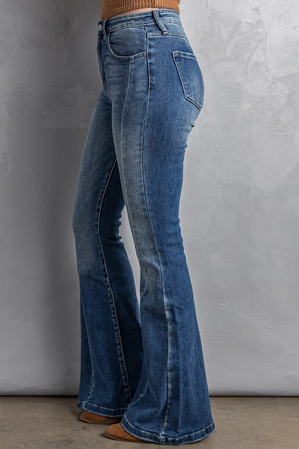Baeful High Waist Flare Jeans with Pockets